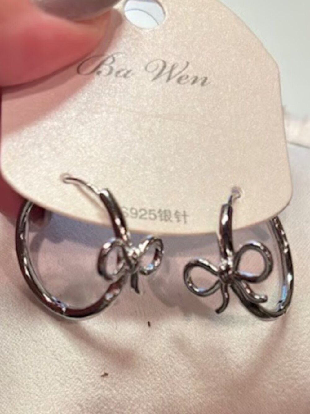 Silver Bow Hoop Earrings